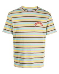 BLUEMARBLE Logo Patch Striped Cotton T Shirt