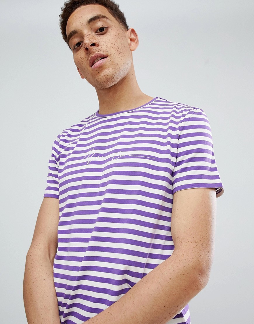 Faial Skov tema Mennace Purple Signature Regular Striped T Shirt, $11 | Asos | Lookastic