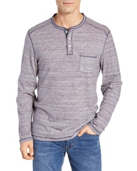 Light Violet Horizontal Striped Long Sleeve Henley Shirt