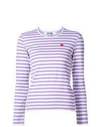 Light Violet Horizontal Striped Long Sleeve T-shirt