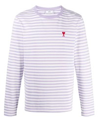 Light Violet Horizontal Striped Long Sleeve T-Shirt