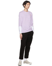 Comme Des Garcons Play White Purple Heart Long Sleeve T Shirt