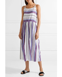 Lemlem Adia Striped Cotton Blend Gauze Midi Dress Violet