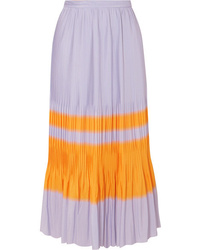 Dries Van Noten Striped Pleated Crepe Midi Skirt