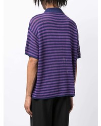 Bode Striped Open Knit Polo Shirt