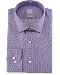 Ike Behar Micro Houndstooth Woven Dress Shirt Purple
