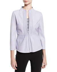 Armani Collezioni Pintucked Zip Front Jacket Lilac