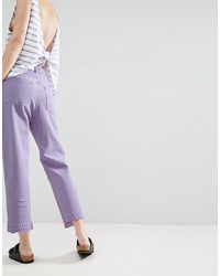 Asos Deconstructed Straight Leg Jeans In Lilac