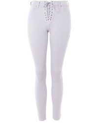 Topshop Moto Lilac Lace Up Leigh Jeans