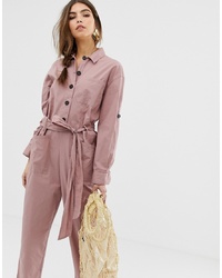 ASOS DESIGN Boilersuit With Button Front And Waist Detail