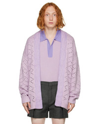 Light Violet Knit Open Cardigan
