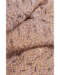 Missoni Fringed Metallic Crochet Knit Scarf Blush