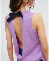 Asos Sleeveless Knitted Top With Contrast Tie