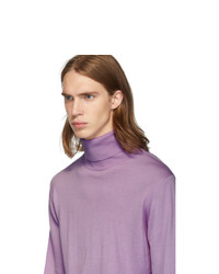 Tibi Purple Merino Wool Slim Fit Turtleneck