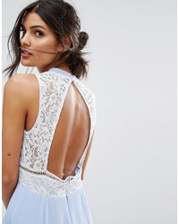 Elise Ryan Contrast Lace Maxi Dress With Open Back