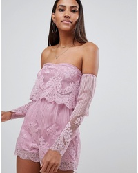Missguided Lace Bardot Playsuit