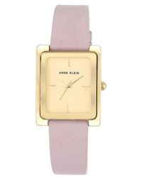 Anne Klein Rectangle Leather Strap Watch 28mm