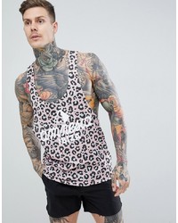 ASOS DESIGN Amnesia Ibiza Extreme Racer Back Vest With All Over Leopard Print