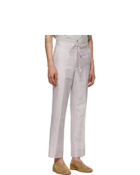 Auralee Purple Linen And Silk Dobby Trousers