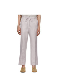 Auralee Purple Linen And Silk Dobby Trousers