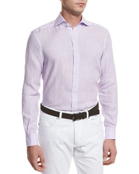 Ermenegildo Zegna Linen Long Sleeve Sport Shirt Lilac