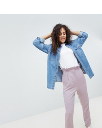 Asos Tall Asos Design Tall Tailored Casual Linen Trouser With Frill Waist Lilac