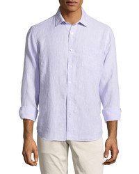 Neiman Marcus Classic Fit Linen Sport Shirt Lavender