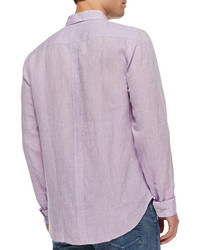 7 For All Mankind Linen Button Down Shirt Lavender