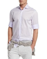 Brunello Cucinelli Solid Long Sleeve Sport Shirt Lilac