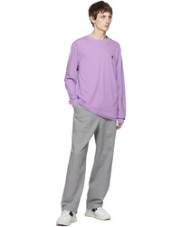 AMI Alexandre Mattiussi Purple Ami De Cur Long Sleeve T Shirt