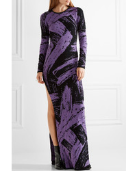 Sibling Intarsia Wool Maxi Dress Purple