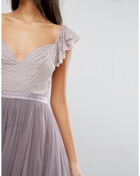 Needle & Thread Swan Tulle Maxi Dress With Frill Sleeve
