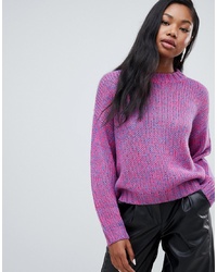 Bershka Knitted Jumper In Purple