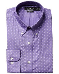 Lauren Ralph Lauren Slim Fit Non Iron Poplin Mini Paisley Print Spread Collar Dress Shirt Long Sleeve Button Up