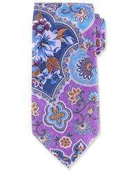 Ermenegildo Zegna Large Paisley Silk Tie Purple