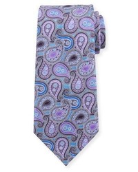 Ermenegildo Zegna Layered Paisley Silk Tie Purple