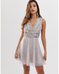 ASOS DESIGN Mini Dress With Pearl And Sequin Wrap Bodice
