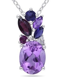 Ice 0015 Ct Diamond Tw 2 58 Ct Tgw Amethyst Purple Garnet Iolite Necklace