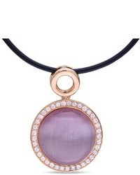 Ice 17 Ct Tgw Synthetic Light Purple Cats Eye Cubic Zirconia Pink Plated Necklace