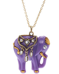 Romwe Diamante Elephant Pendant Necklace