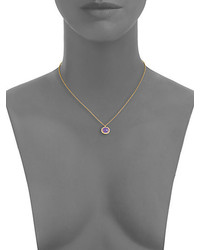 Mija Purple Jade White Sapphire Mini Button Pendant Necklace