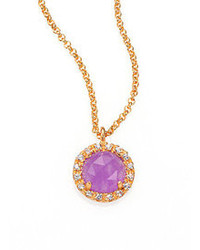 Mija Purple Jade White Sapphire Mini Button Pendant Necklace