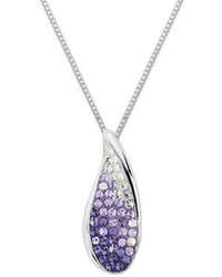 Lord & Taylor Sterling Silver Violet Colored Crystal Pendant Necklace