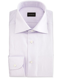 Ermenegildo Zegna Textured Glen Plaid Woven Dress Shirt Lavender