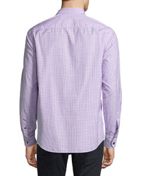Armani Collezioni Box Check Plaid Sport Shirt Lavender