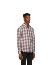 Naked and Famous Denim Grey And Pink Plaid Double Cloth Easy Shirt