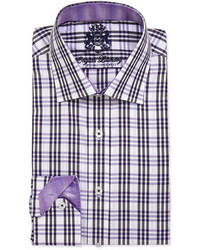 English Laundry Long Sleeve Plaid Button Front Poplin Dress Shirt Lavender