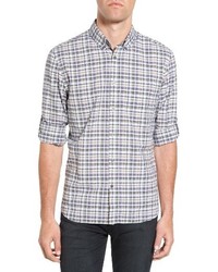 John Varvatos Star Usa Mitchell Slim Fit Plaid Roll Sleeve Sport Shirt