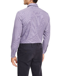 Ermenegildo Zegna Mini Check Cotton Shirt Medium Purple