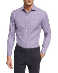 Ermenegildo Zegna Mini Check Cotton Shirt Medium Purple